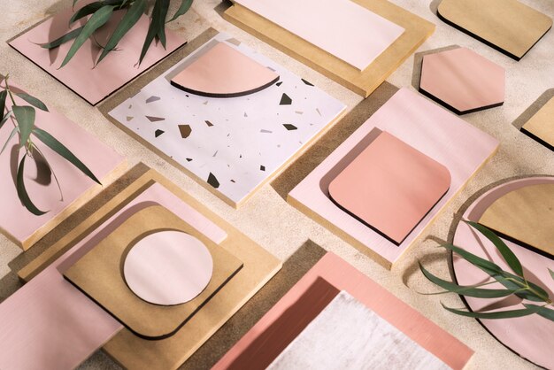 Vista superior en las tablas de material MDF