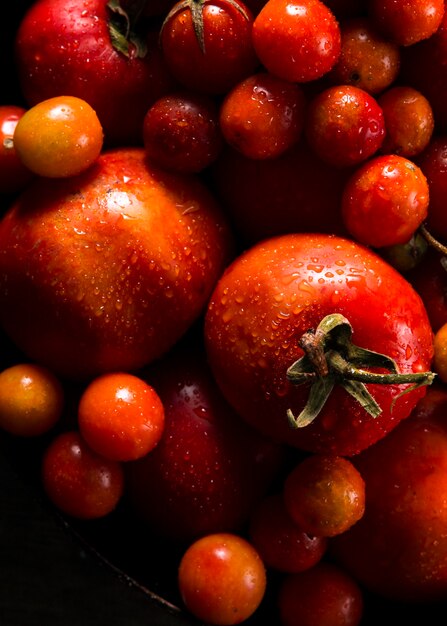 Vista superior de tomates otoñales
