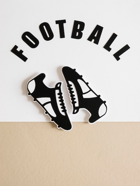 Vista superior de zapatillas de fútbol americano