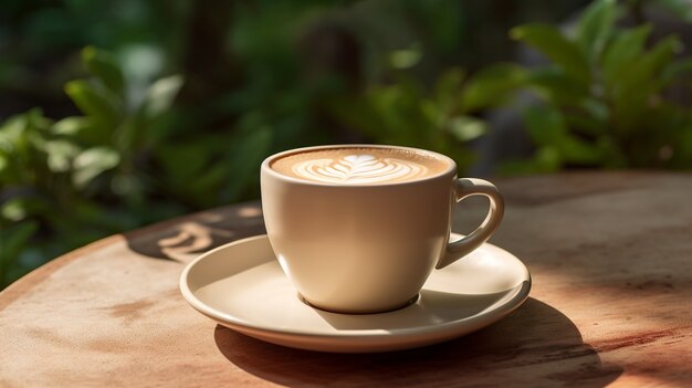 Vista de la taza de café recién hecho