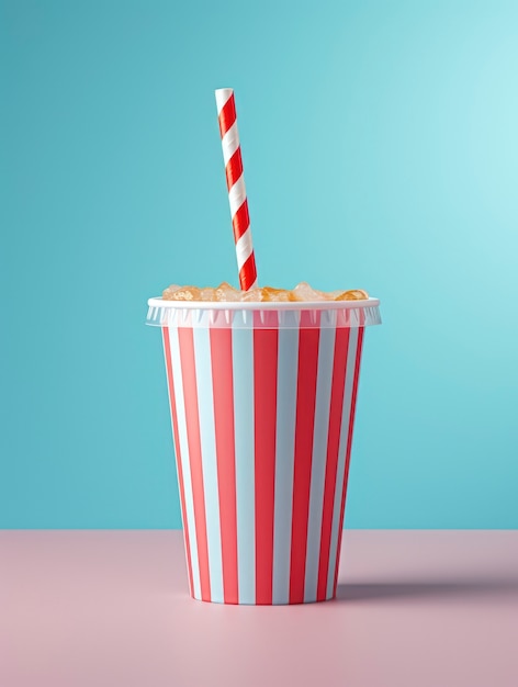 Foto gratuita vista de una taza de soda de cine en 3d