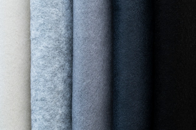 Vista de tela de fieltro en tonos grises