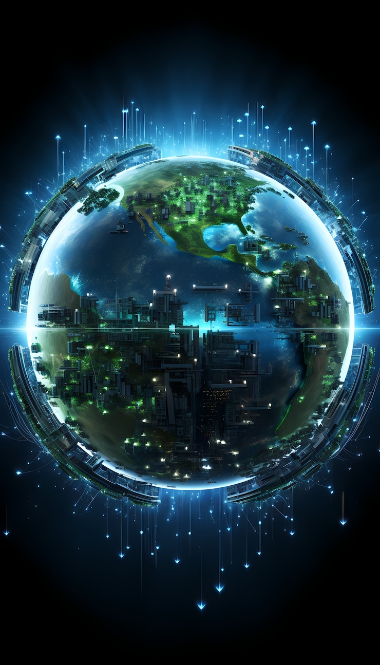 Foto gratuito vista de la tierra futurista de alta tecnología