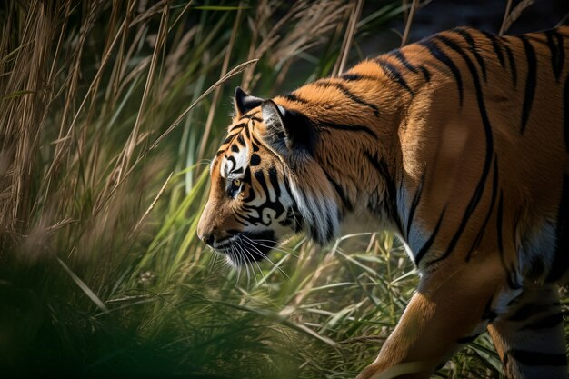 Vista del tigre en la naturaleza