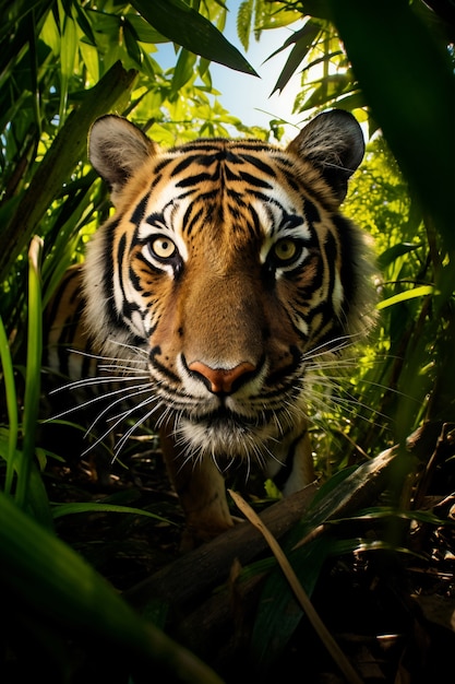 Foto gratuita vista del tigre salvaje en la naturaleza