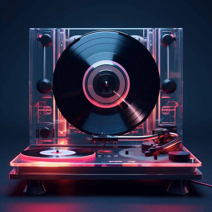 Foto gratuito vista del tocadiscos futurista
