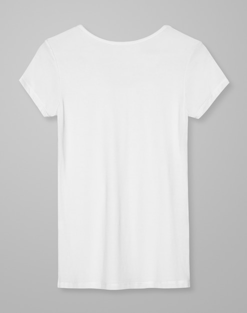 Vista trasera básica de la ropa de las mujeres de la camiseta blanca