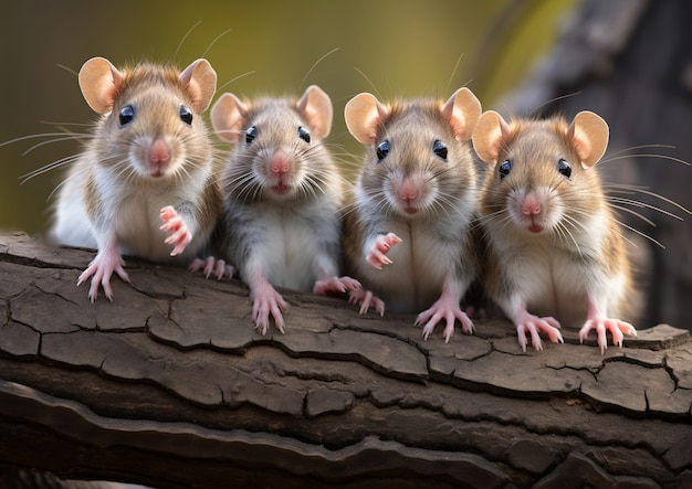 Vista de las travesuras de las ratas en la naturaleza
