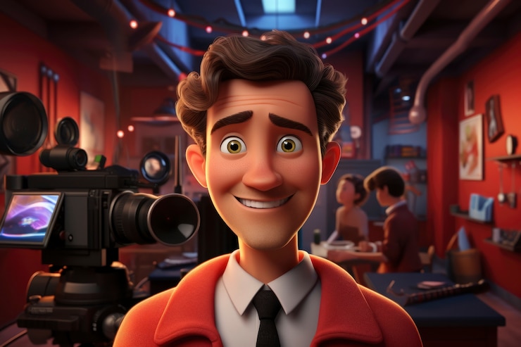 Foto gratuito vista del videógrafo masculino en 3d