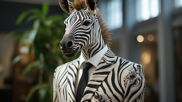Foto gratuita vista de una zebra divertida en traje