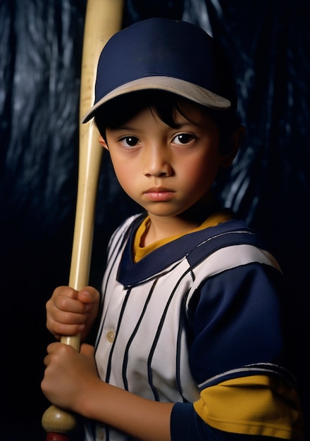 Vistazo de un joven jugador de béisbol