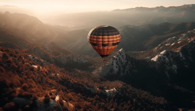 Foto gratuita volando alto sobre cadenas montañosas una aventura generada por ia