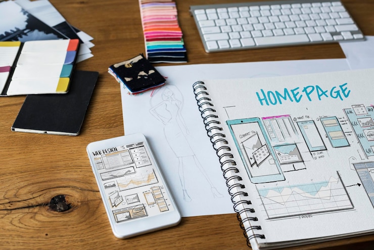 Photo Gratis web template layout draft sketch