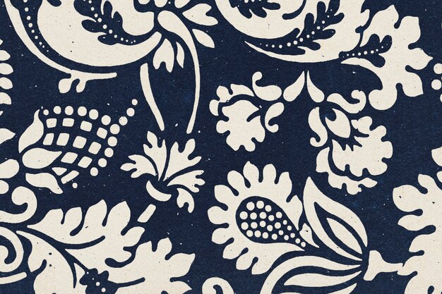 William Morris fondo floral índigo patrón botánico remix ilustración