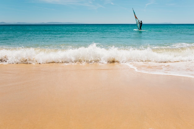 Foto gratuita windsurf, diversión en el océano.