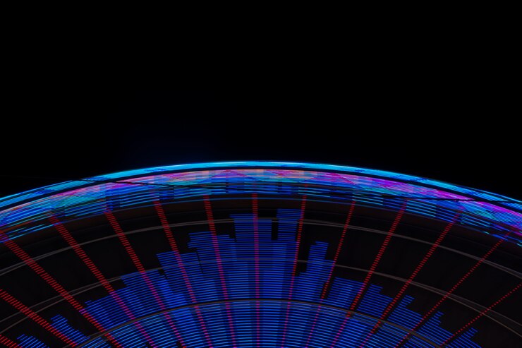Photo Gratis wonder wheel neon lights close-up on black background