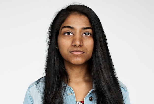 Worldface-Indian girl en un fondo blanco.