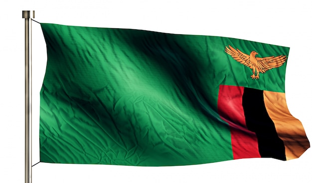 Zambia Bandera Nacional Aislado Fondo Blanco 3D