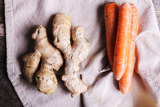 Zanahorias y raíz de jengibre