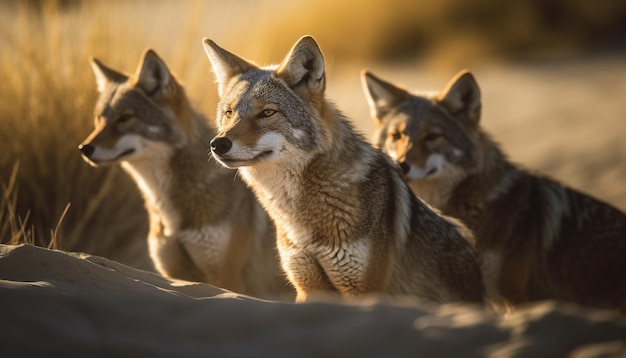 Foto gratuita zorro rojo y perros salvajes en desiertos nevados ia generativa