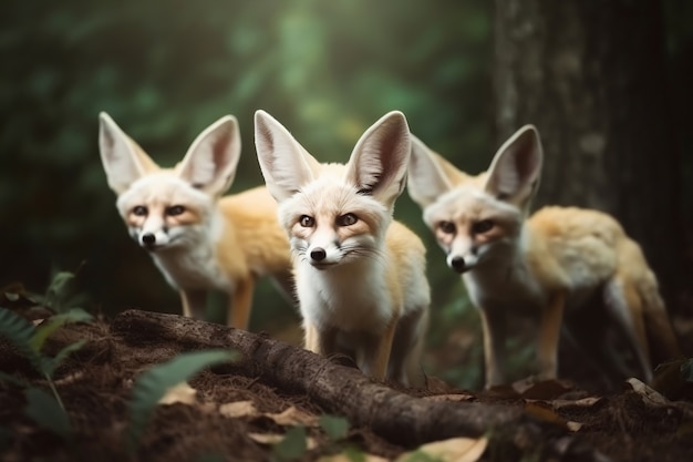 Zorros lindos en la naturaleza