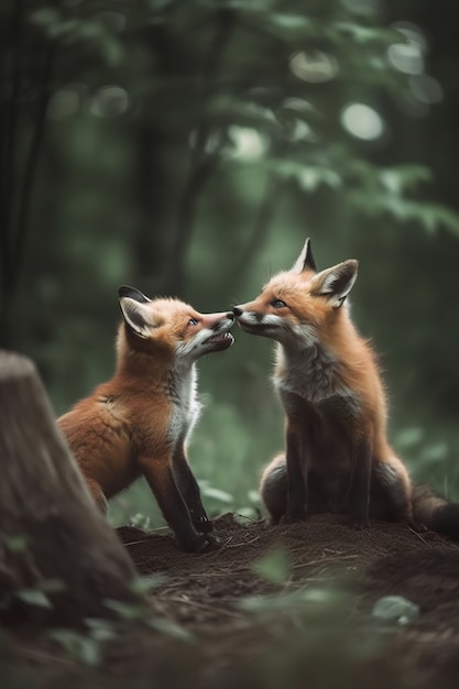 Zorros lindos en la naturaleza