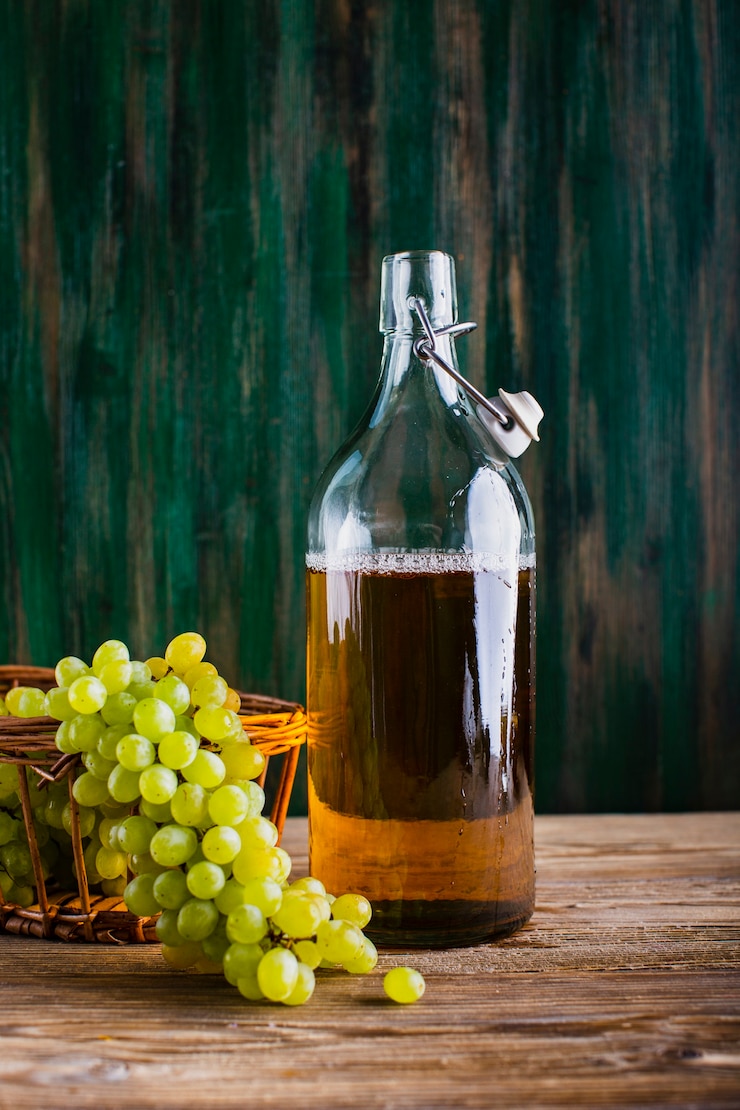 Foto gratuito zumo de uva fresco y natural en botella