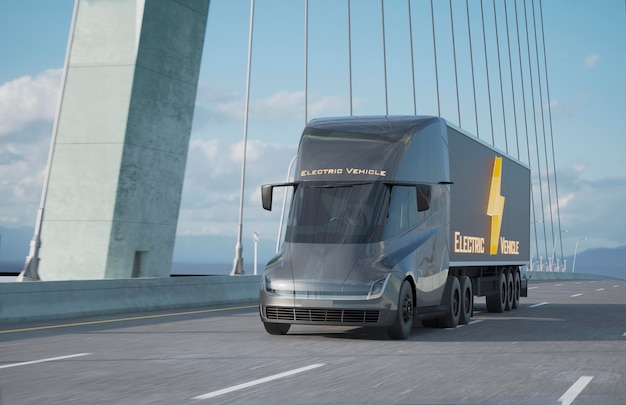 3d camion elettrico sulla strada