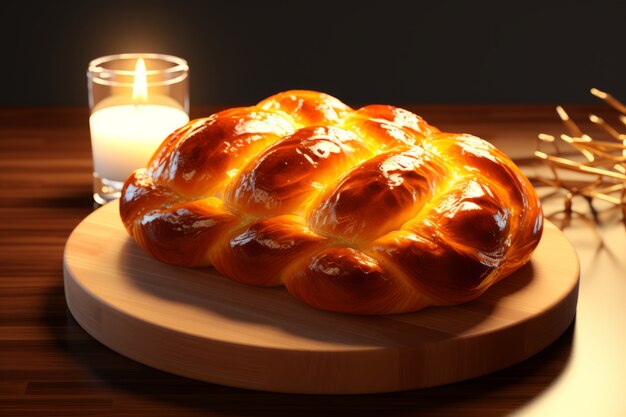 3d challah piatto per Hanukkah