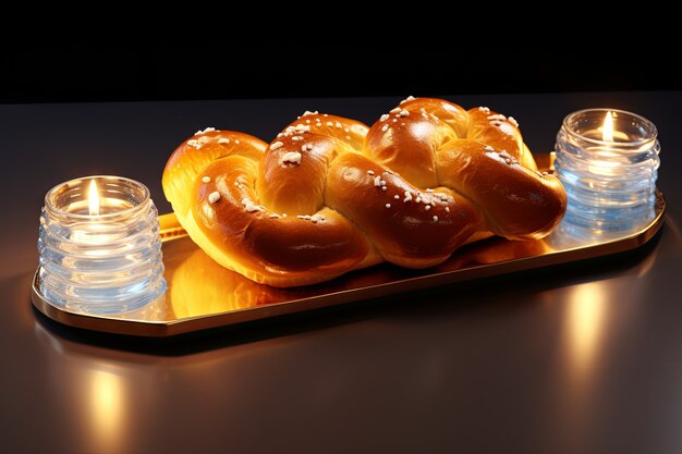 3d challah piatto per Hanukkah