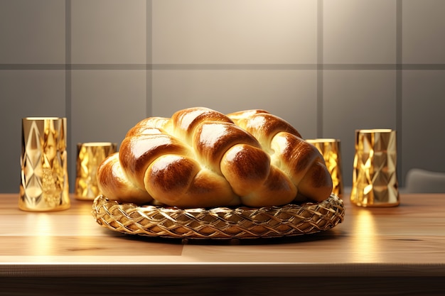 3d challah piatto per Hanukkah