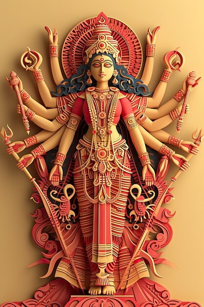 3D Durga dea per la celebrazione di Navratri.