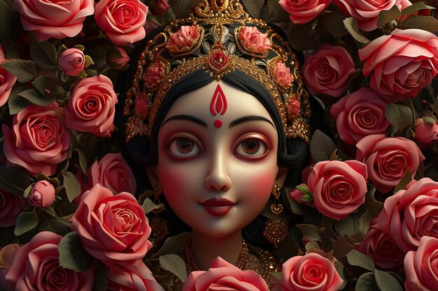 3D Durga dea per la celebrazione di Navratri.