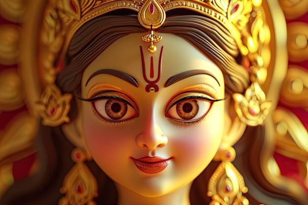 3D Durga dea per la celebrazione di Navratri.