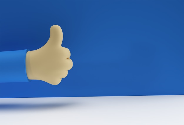 3D Like thumbs up design del simbolo con lo spazio del tuo testo, 3D Render Illustration