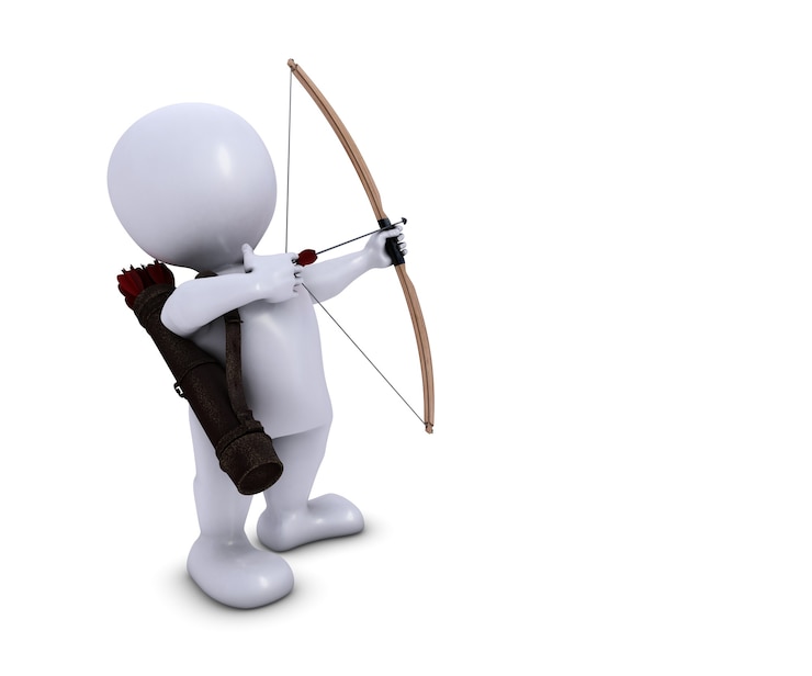 Foto gratuito 3d morph man archer con arco e freccia