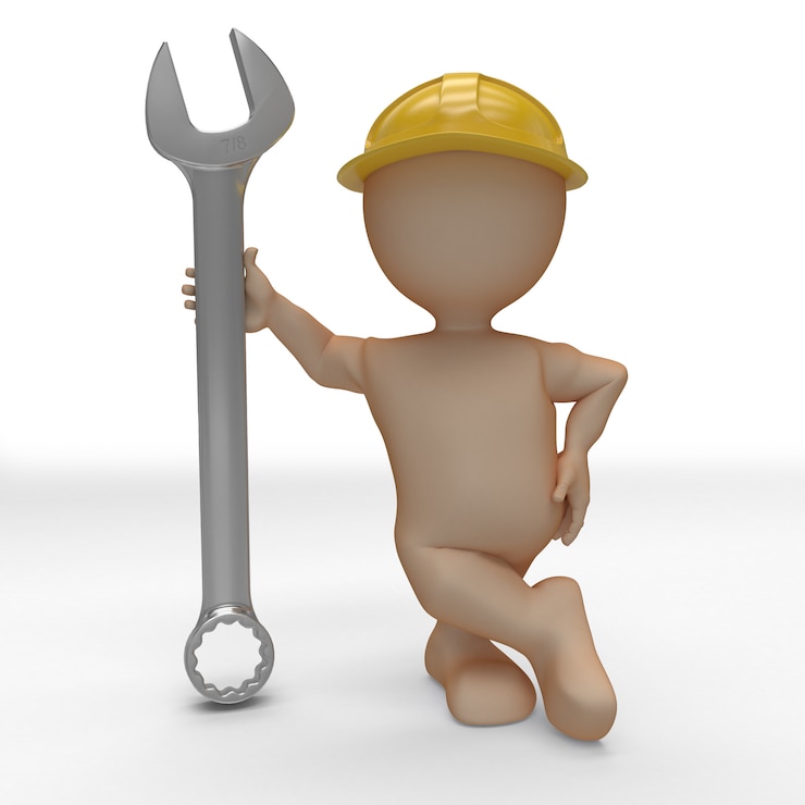 Foto gratuito 3d morph man builder con chiave inglese