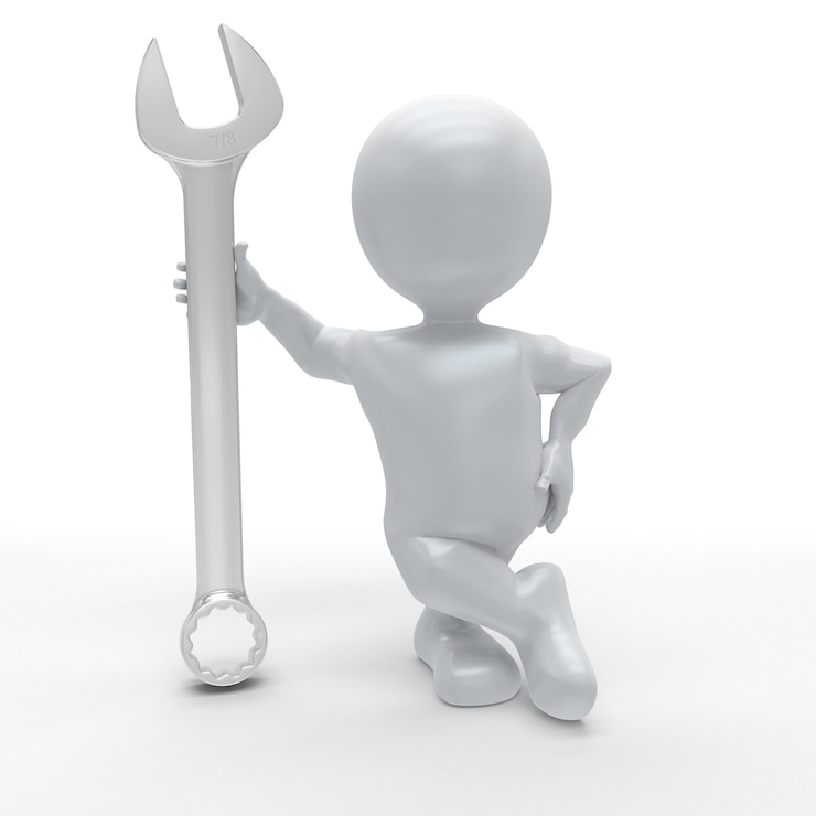 Foto gratuito 3d morph man builder con chiave inglese