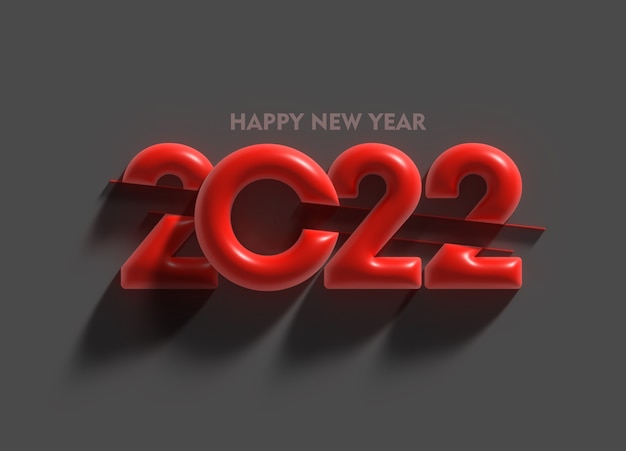 3D Render Felice Anno Nuovo 2022 Testo Tipografia Design illustrazione.