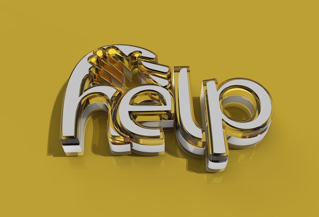 3D Render Help Calligrafico con strumento penna a mano umana Creato percorso di ritaglio incluso in JPEG Facile da comporre.