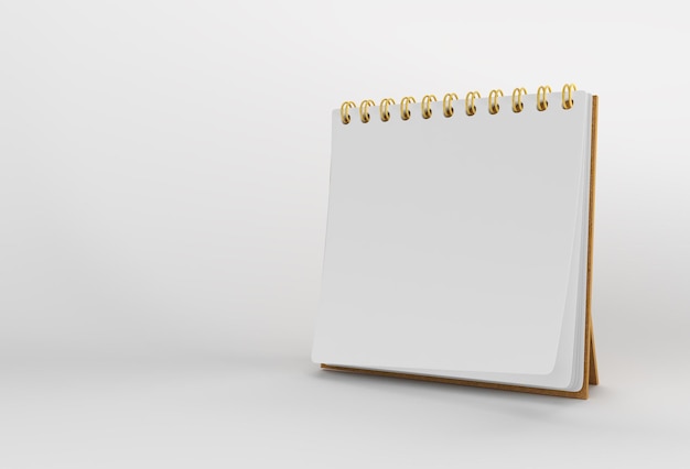 3D Render Notebook mock up con uno spazio vuoto pulito per il design e la pubblicità, vista prospettica dell'illustrazione 3d.