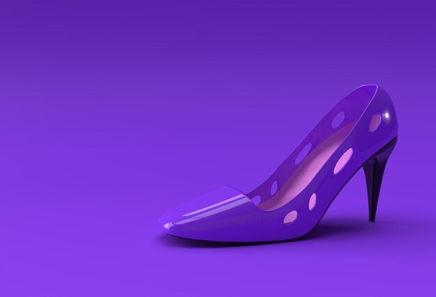 3D Render Scarpe da donna classiche alla moda in alte colline su uno sfondo colorato.