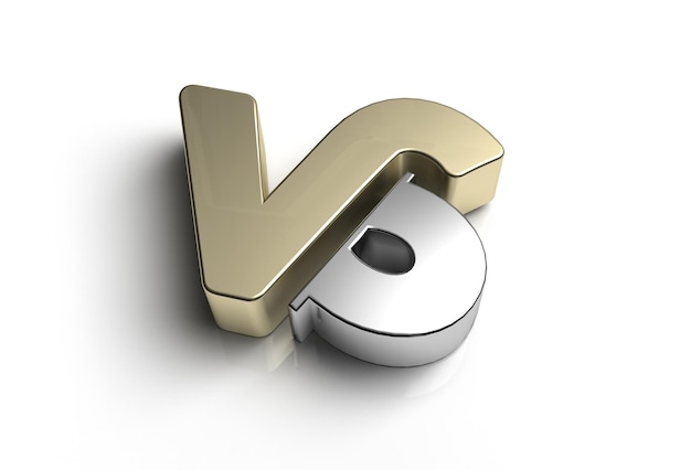 3D Render VS Company Metal Letter Logo Pen Tool Creato percorso di ritaglio incluso in JPEG Facile da comporre.