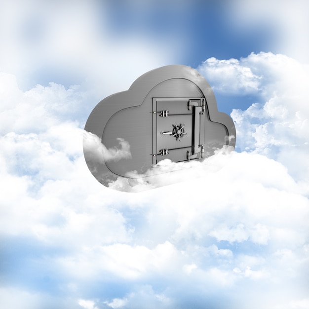 3D rendering di un concetto di archiviazione on-line tra le nuvole