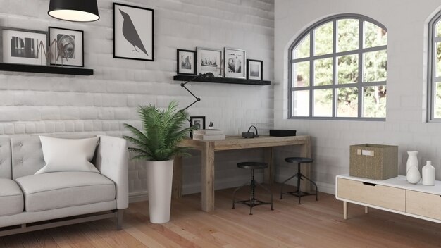 3D rendering di un moderno ufficio interni