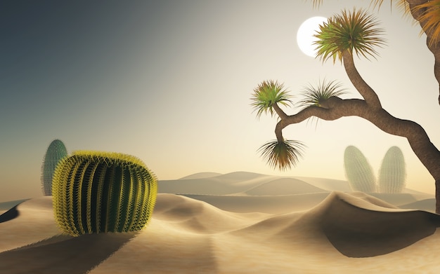 3D rendering di una scena del deserto