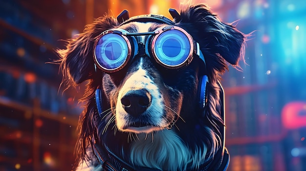 3d rendering digitale occhiali d'arte cane sfondo