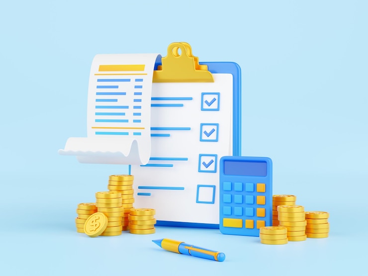 Foto gratuito 3d rendono il concetto di affari finanziari di pagamento delle tasse