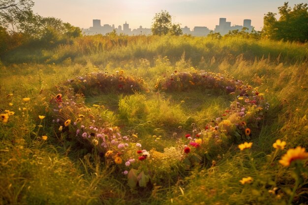 A forma di cuore fatta di fiori