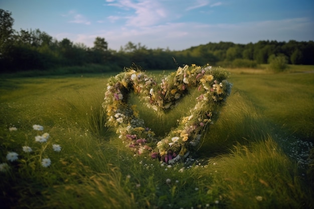 A forma di cuore fatta di fiori